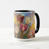 Stained Glass Tulip Mug: Floral Art Mok (Voorkant rechts)