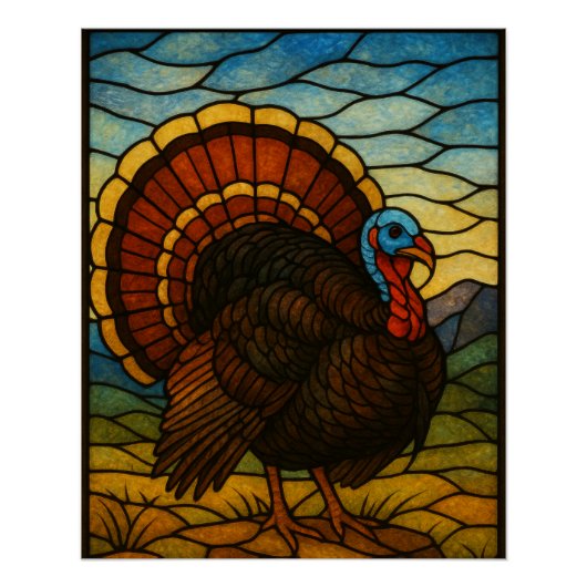 Stained Glass Turkey Poster (Voorkant)