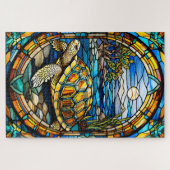 Stained Glass Turtle Jigsaw Puzzle Legpuzzel (Horizontaal)