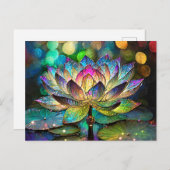 Stained Glass Vibrant Lotus Flower Briefkaart (Voorkant / Achterkant)