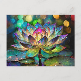 Stained Glass Vibrant Lotus Flower Briefkaart