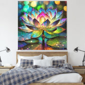Stained Glass Vibrant Lotus Flower Canvas Afdruk (Insitu (Slaapkamer))
