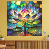 Stained Glass Vibrant Lotus Flower Canvas Afdruk (Insitu (Woonkamer))