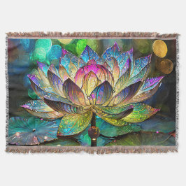Stained Glass Vibrant Lotus Flower Deken