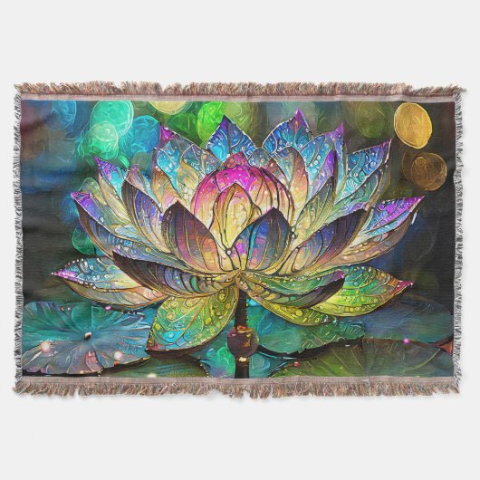 Stained Glass Vibrant Lotus Flower Deken (Voorkant)