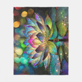 Stained Glass Vibrant Lotus Flower Fleece Deken (Voorkant)