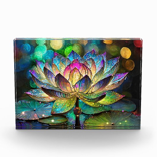 Stained Glass Vibrant Lotus Flower Fotoblokken (Voorkant)