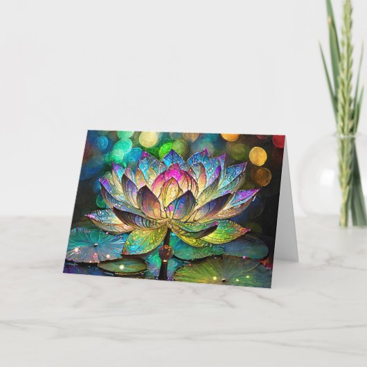 Stained Glass Vibrant Lotus Flower Kaart (Voorkant)