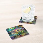 Stained Glass Vibrant Lotus Flower Kartonnen Onderzetters (Insitu)