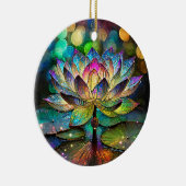 Stained Glass Vibrant Lotus Flower Keramisch Ornament (Rechts)