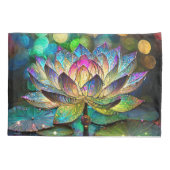 Stained Glass Vibrant Lotus Flower Kussensloop (Achterkant)