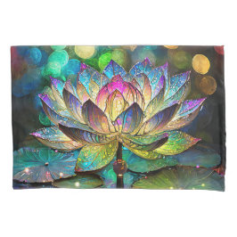 Stained Glass Vibrant Lotus Flower Kussensloop