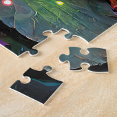 Stained Glass Vibrant Lotus Flower Legpuzzel (Zijkant)