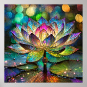Stained Glass Vibrant Lotus Flower Poster (Voorkant)