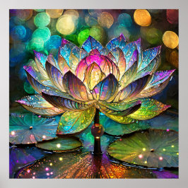 Stained Glass Vibrant Lotus Flower Poster