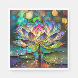 Stained Glass Vibrant Lotus Flower Servet