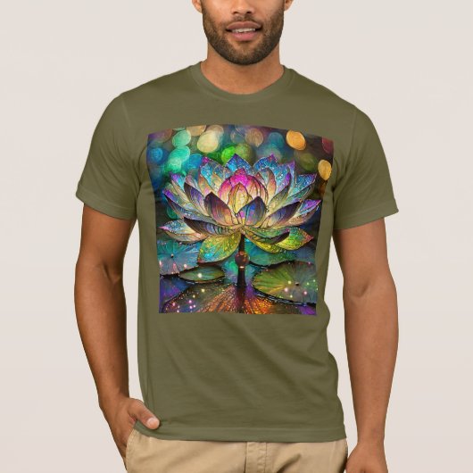 Stained Glass Vibrant Lotus Flower T-shirt (Voorkant)