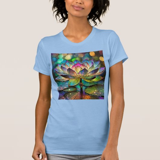 Stained Glass Vibrant Lotus Flower T-shirt (Voorkant)