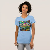 Stained Glass Vibrant Lotus Flower T-shirt (Voorkant volledig)
