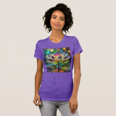 Stained Glass Vibrant Lotus Flower T-shirt (Voorkant volledig)