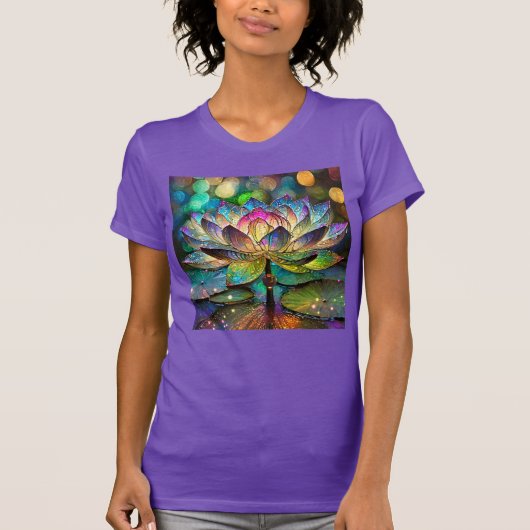 Stained Glass Vibrant Lotus Flower T-shirt (Voorkant)