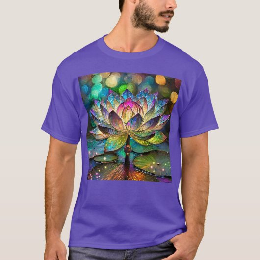 Stained Glass Vibrant Lotus Flower T-shirt (Voorkant)