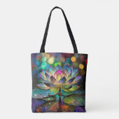 Stained Glass Vibrant Lotus Flower Tote Bag (Achterkant)
