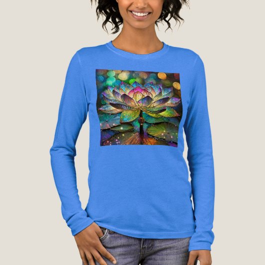 Stained Glass Vibrant Lotus Flower Tri-Blend Shirt (Voorkant)