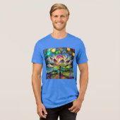 Stained Glass Vibrant Lotus Flower Tri-Blend Shirt (Voorkant volledig)