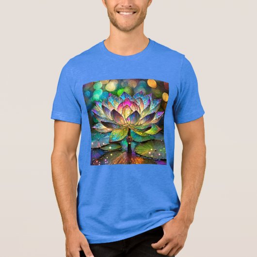 Stained Glass Vibrant Lotus Flower Tri-Blend Shirt (Voorkant)