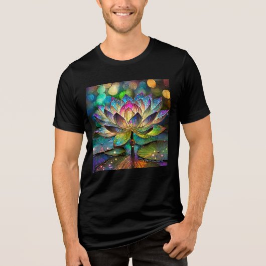 Stained Glass Vibrant Lotus Flower Tri-Blend Shirt (Voorkant)