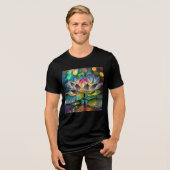 Stained Glass Vibrant Lotus Flower Tri-Blend Shirt (Voorkant volledig)