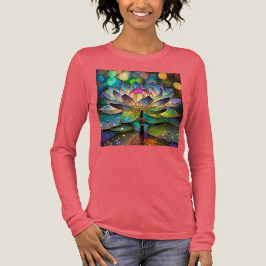 Stained Glass Vibrant Lotus Flower Tri-Blend Shirt (Voorkant)