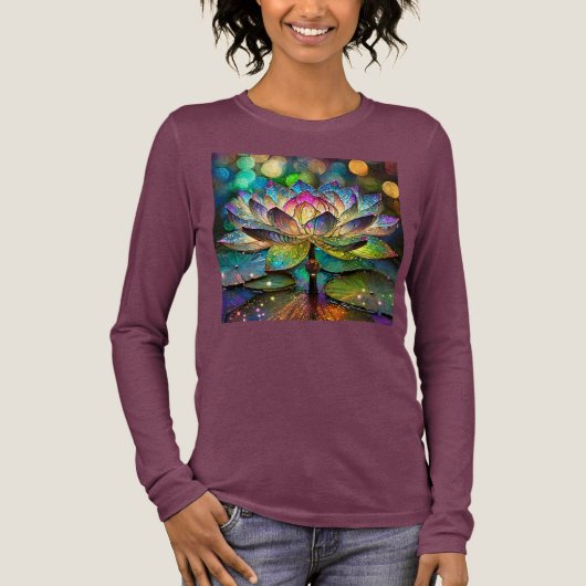 Stained Glass Vibrant Lotus Flower Tri-Blend Shirt (Voorkant)