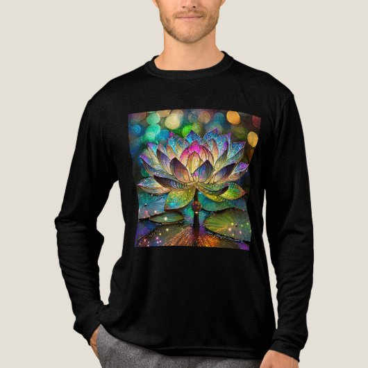Stained Glass Vibrant Lotus Flower Tri-Blend Shirt (Voorkant volledig)