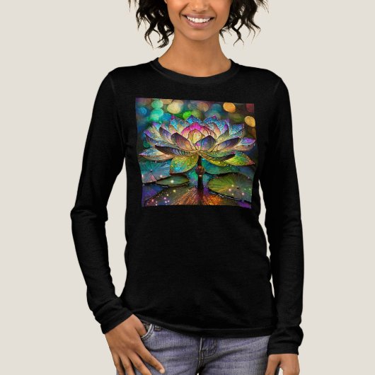 Stained Glass Vibrant Lotus Flower Tri-Blend Shirt (Voorkant)