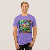 Stained Glass Vibrant Lotus Flower Tri-Blend Shirt (Voorkant volledig)