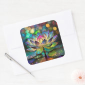 Stained Glass Vibrant Lotus Flower Vierkante Sticker (Envelop)