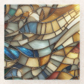 Stained Glass Waves Glazen Onderzetter (Voorkant)