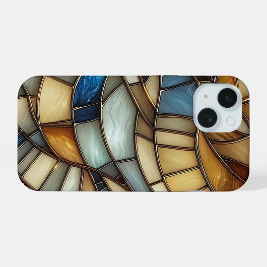 Stained Glass Waves iPhone 15 Case (Achterkant horizontaal)