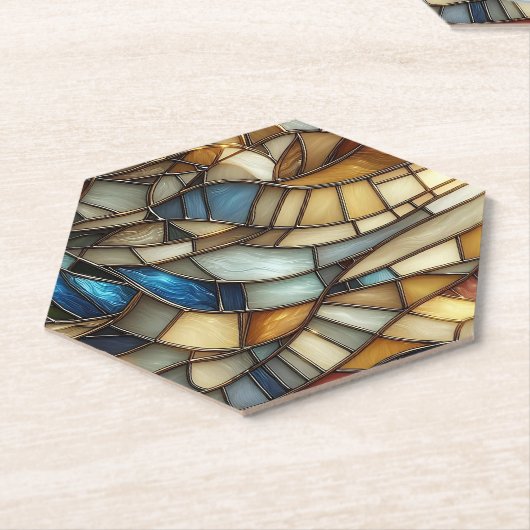 Stained Glass Waves Kartonnen Onderzetters (Schuin)