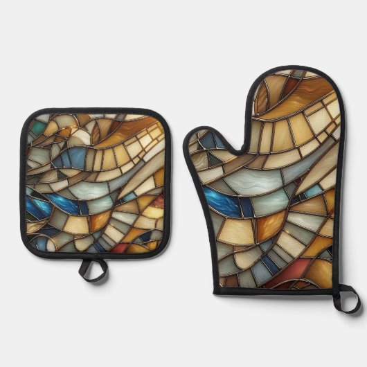 Stained Glass Waves Ovenwant & Pannenlap Set (Voorkant)