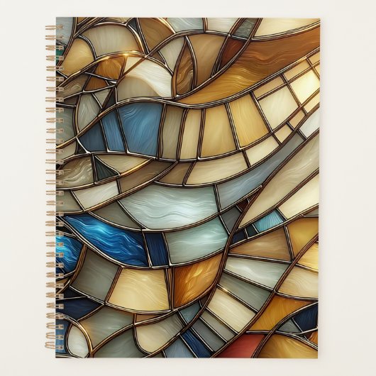 Stained Glass Waves Spiral Notebook Planner (Voorkant)