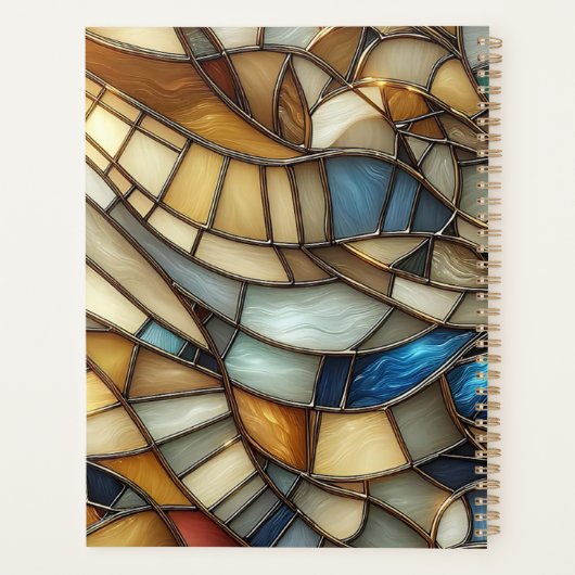 Stained Glass Waves Spiral Notebook Planner (Achterkant)