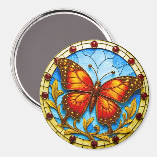 Stained glass window butterfly magneet (Voorkant / Achterkant)