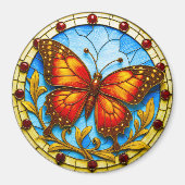 Stained glass window butterfly magneet (Voorkant)