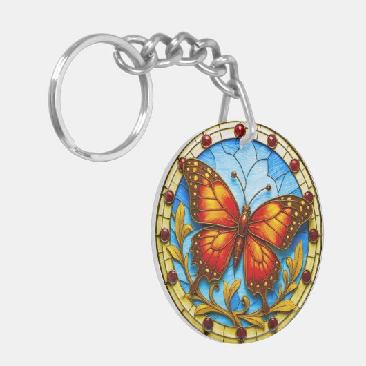 Stained glass window butterfly sleutelhanger (Voorkant Links)