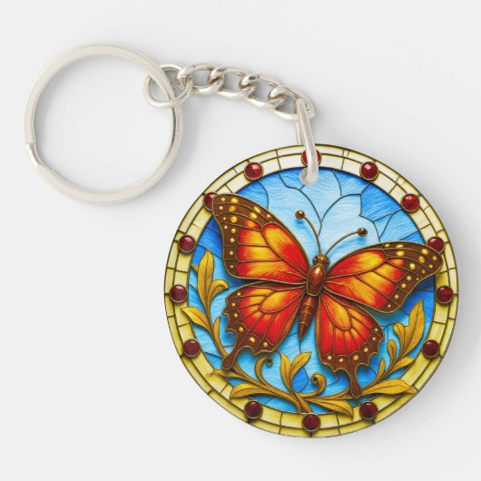 Stained glass window butterfly sleutelhanger (Voorkant)