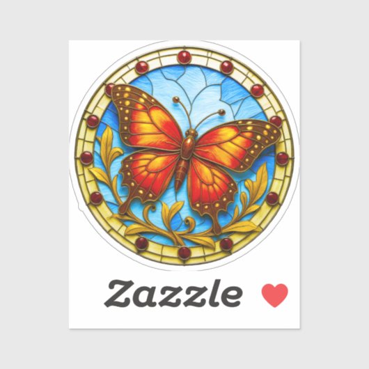 Stained glass window butterfly sticker (Vel)