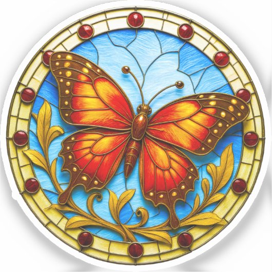 Stained glass window butterfly sticker (Voorkant)